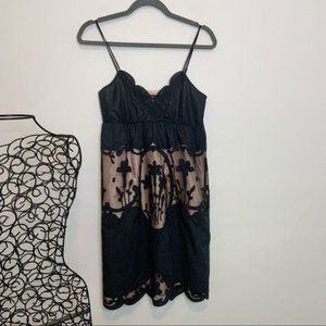 BETSEY JOHNSON Y2K MESH LACE BABY DOLL FLORAL DRES